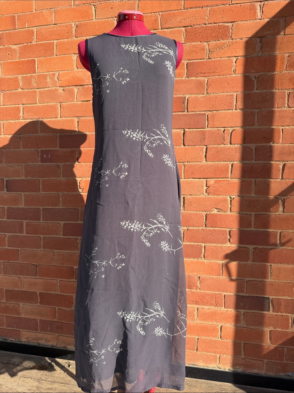 Vintage Sleeveless Navy Floral Maxi Dress